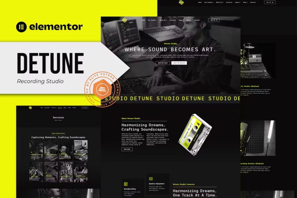 Detune - Recording Studio Elementor Pro Template Kit