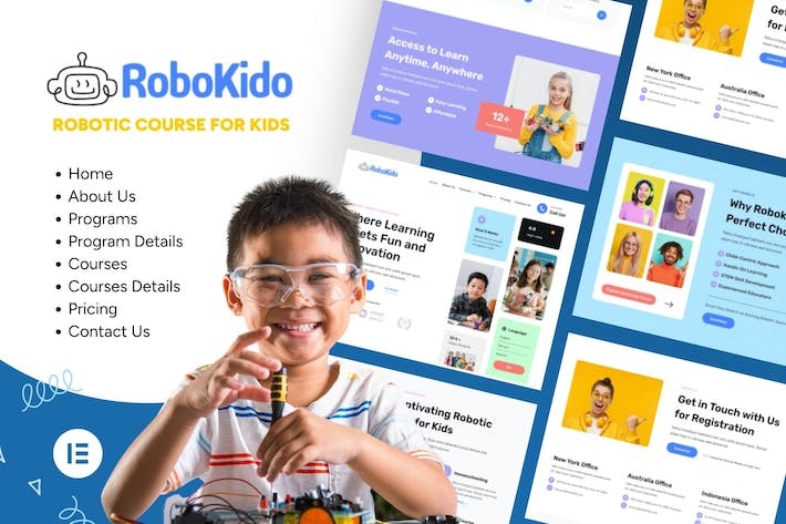Robokido - Online Learning Courses for Kids Elementor Template Kit