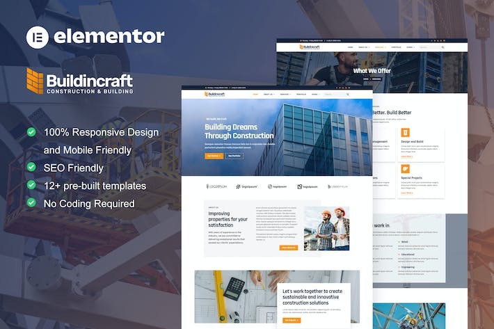 BuildinCraft - Construction & Building Elementor Template Kit
