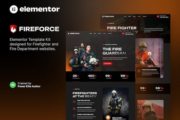 Fireforce - Firefighter & Fire Department Elementor Template Kits