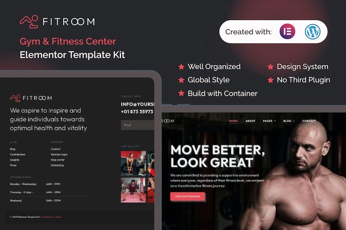Fitroom - Gym & Fitness Center Elementor Template Kits