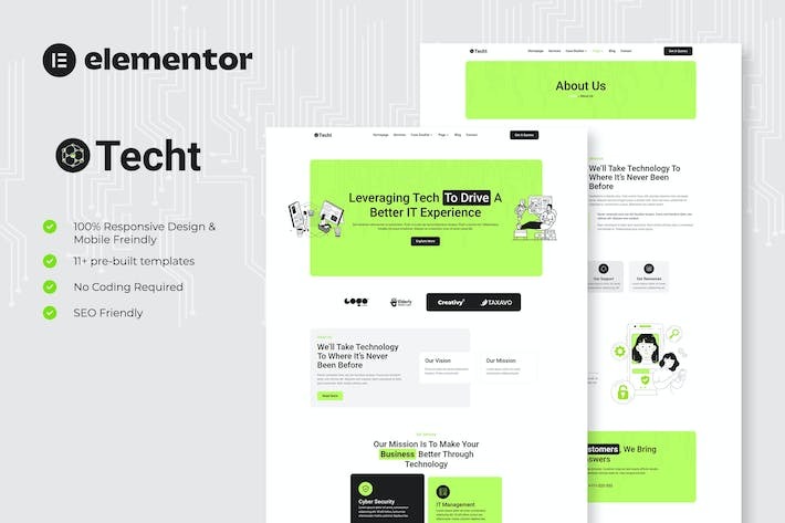 Techt - IT Solutions & Services Company Elementor Template Kit