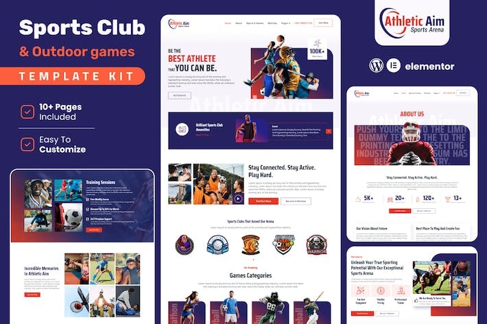 Athletic Aim - Sports Club & Outdoor Games Elementor Template Kit