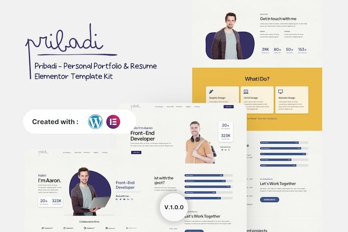 Pribadi 1.0 – Personal Portfolio & Resume Elementor Template Kit