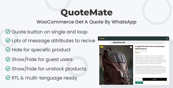 QuoteMate 1.0.4 – WooCommerce Get A Quote By WhatsApp
