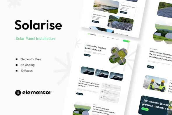 Solarise - Solar Panel Installation Elementor Template Kit