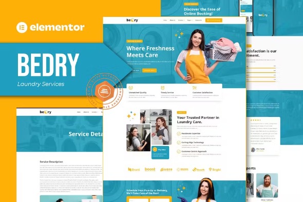 Bedry 1.0 – Laundry Services Elementor Pro Template Kit
