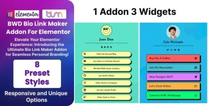 BWD Bio Link Maker - Addon For Elementor
