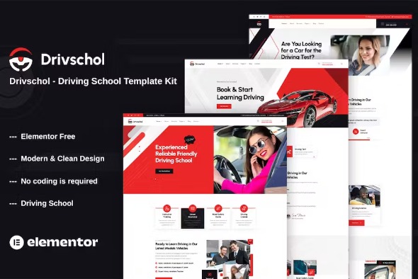 Drivschol 1.1.1 – Driving School Elementor Template Kit