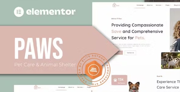 Paws 1.0 – Pet Care and Animal Shelter Elementor Template Kit