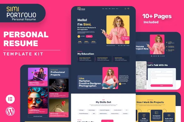Simi 1.0.0 – Personal Portfolio & Resume Elementor Template Kit Landing Page Elementor Template Kit