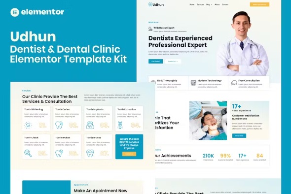 Udhun 1.0 – Dentist & Dental Clinic Elementor Pro Template Kit