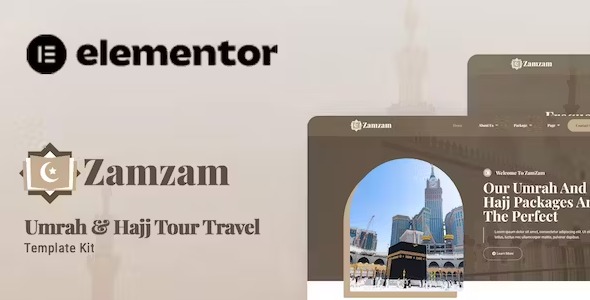 Zamzam 1.0 – Umrah & Hajj Tour Travel Elementor Template Kit