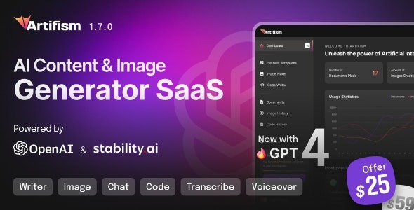 Artifism 6.6.0 – AI Content & Image Generator SaaS
