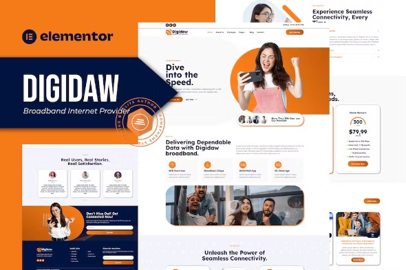 Digidaw  – Broadband Internet Services Provider Elementor Template Kit