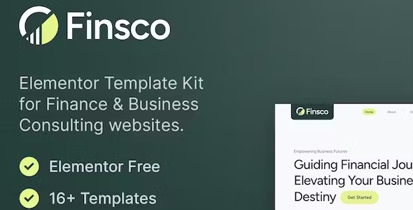 Finsco 1.0 – Finance & Business Consulting Elementor Template Kit