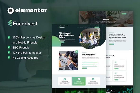 FoundVest  – Finance & Investment Elementor Pro Template Kit