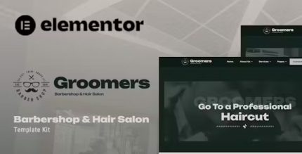 Groomers - Barbershop & Hair Salon Elementor Template Kit