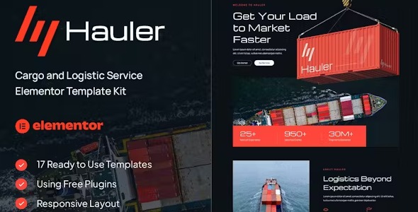 Hauler 1.0 – Cargo & Logistic Elementor Template Kit