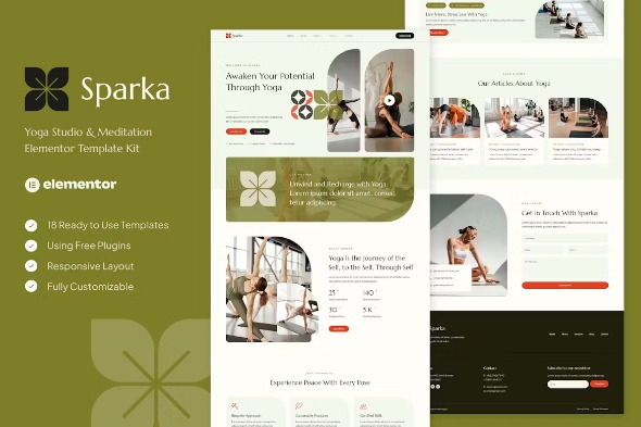 Sparka  – Yoga Studio & Meditation Elementor Template Kit
