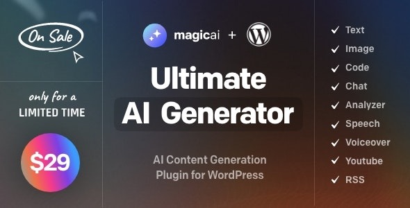 MagicAI for WordPress 1.4 – AI Text, Image, Chat, Code, and Voice Generator