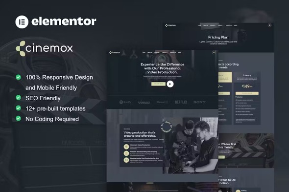Cinemox 1.0 – Video Production Company Elementor Pro Template Kit