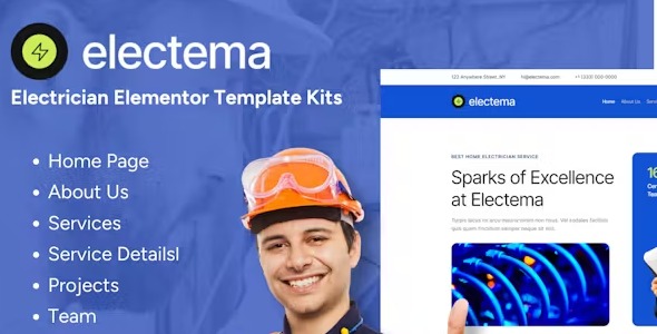 Electema 1.0 – Electrician Service Elementor Template Kit