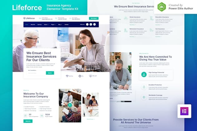 Lifeforce 1.0 – Insurance Agency Elementor Template Kit