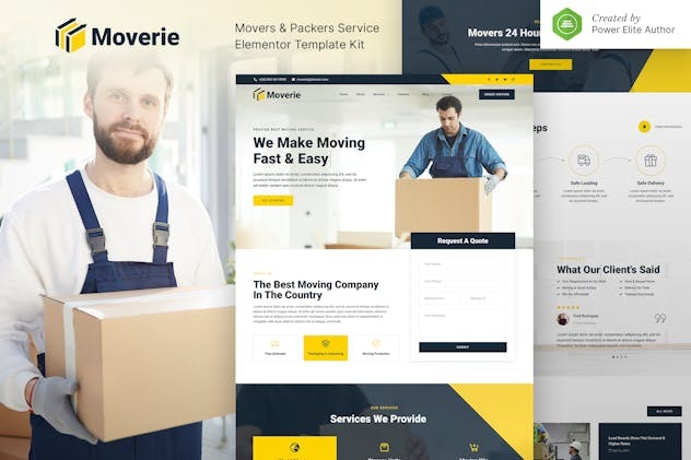 Moverie 1.0 – Movers & Packers Service Elementor Template Kit