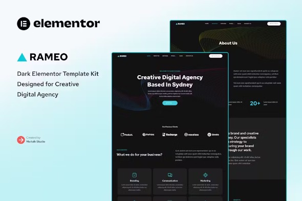 Rameo 1.0 – Dark Digital Agency Elementor Template Kit