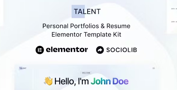 Talent 1.0 – Personal Portfolios & Resume Elementor Template Kit
