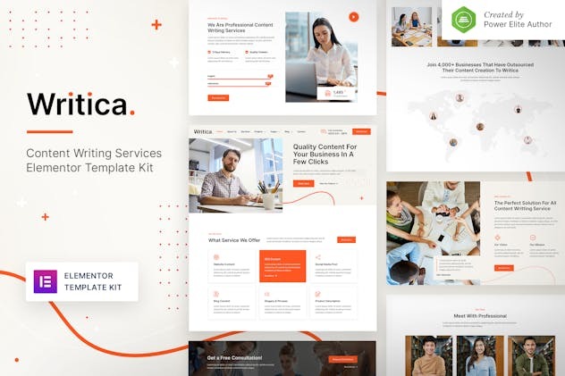 Writica 1.0 – Content Writing Services Elementor Template Kit