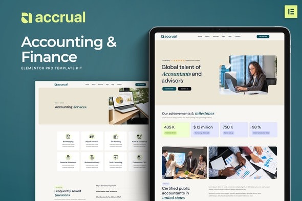 Accrual 1.0 – Accounting & Finance Elementor Template Kit