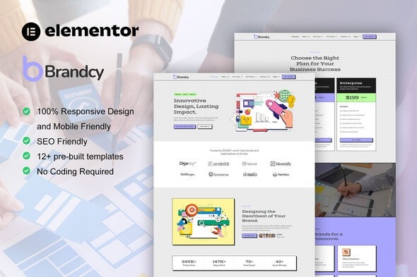 Brandcy 1.0 – Branding & Digital Marketing Agency Elementor Template Kit