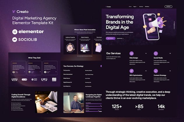 Creato 1.0 – Digital Marketing Agency Elementor Template Kit
