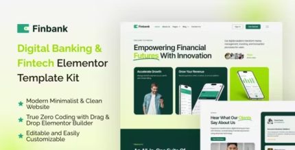 Finbank - Digital Banking & Fintech Elementor Template Kit