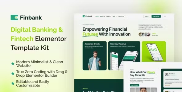 Finbank 1.0.0 – Digital Banking & Fintech Elementor Template Kit