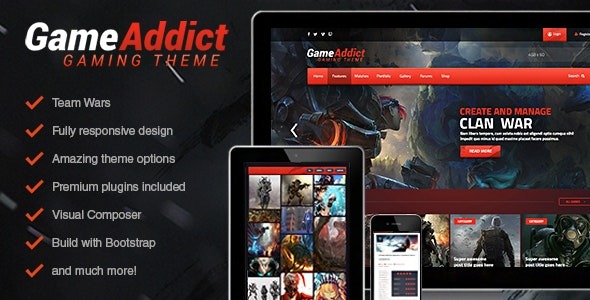 Game Addict 3.5 – Clan War Gaming Theme