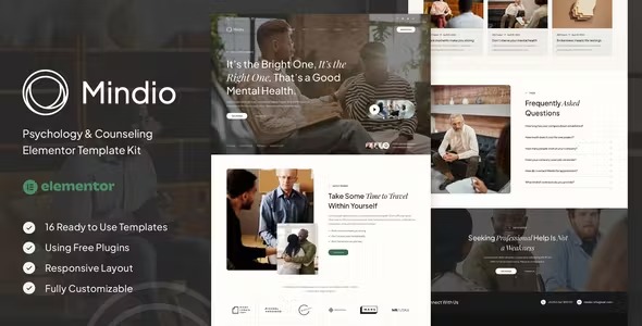 Mindio 1.0 – Psychology & Counseling Elementor Template Kit