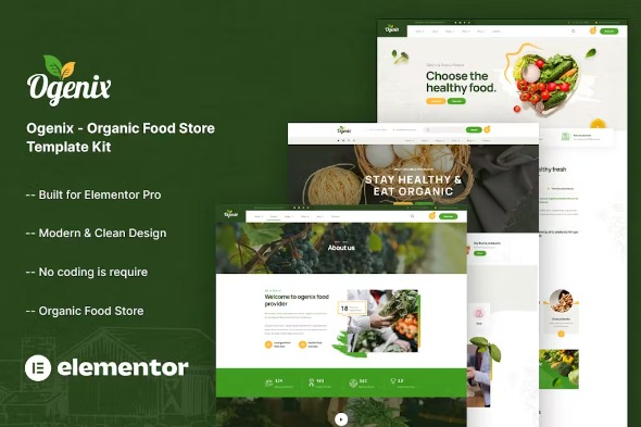 Ogenix 1.0.0 – Organic Food Store Elementor Template Kit