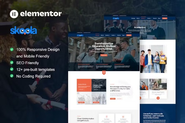 Skoola 1.0.0 – University & School Elementor Pro Template Kit