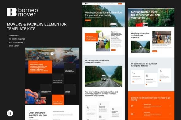 Borneo 1.0.0 – Movers & Packers Elementor Pro Template Kit