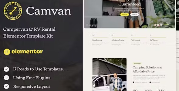 Camvan 1.0 – Campervan & RV Rental Elementor Template Kit