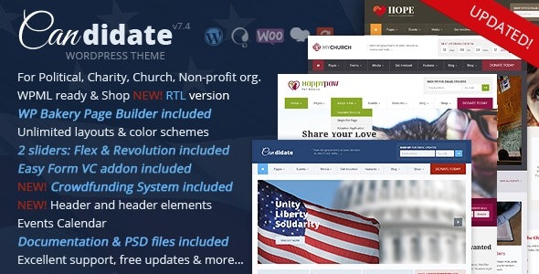 Candidate 7.4 – Political/Nonprofit/Church WordPress Theme
