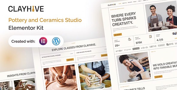 ClayHive 1.0.0 – Pottery & Ceramics Studio Elementor Kit