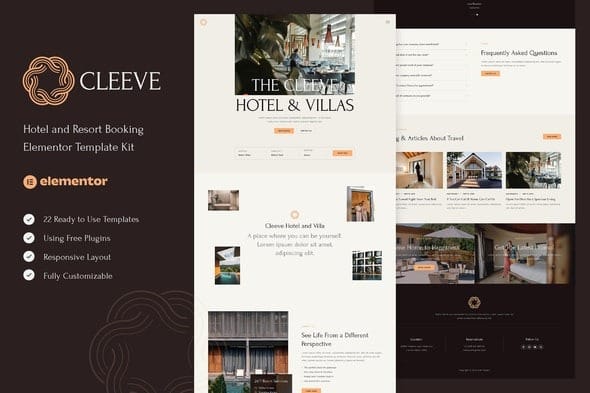 Cleeve 1.0 – Hotel and Resort Booking Elementor Template Kit