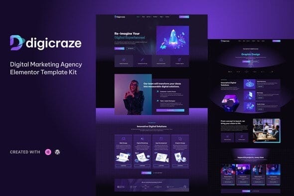 Digicraze 1.0 – Digital Marketing Agency Elementor Pro Template Kit