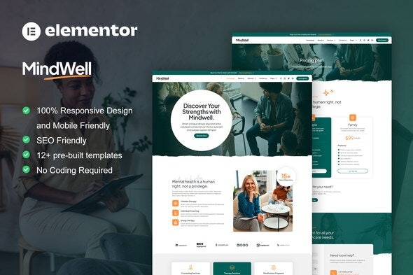 MindWell 1.0.0 – Mental Health Care Elementor Pro Template Kit