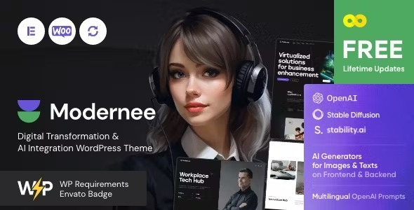 Modernee 1.11.0 – AI Integration & Digital Transformation WordPress Theme