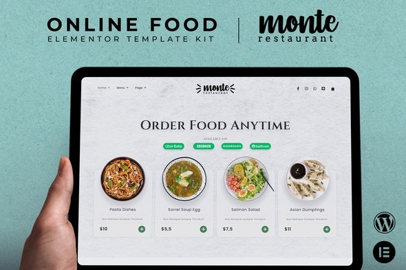 Monte 1.0.0 – Online Food Elementor Template Kit